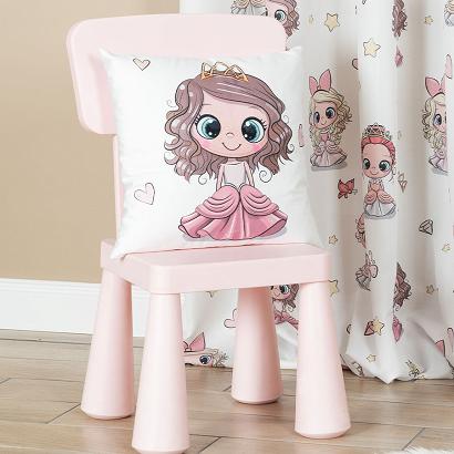 Poszewka dekoracyjna PRINCESS 40x40 welwetowa biała różowa urocza brunetka