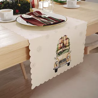 VINTAGE SAMOCHÓD Bieżnik NINA WODOODPORNA, 38x140cm, kolor 004 beżowy  PBN283/KSP/C04/038140/1