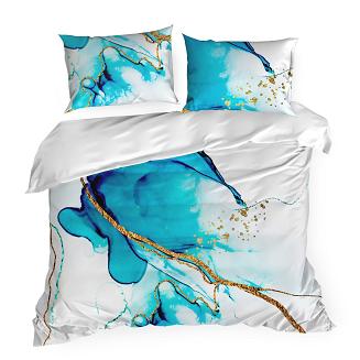 Pościel satynowa PREMIUM 160x200 Eurofirany biały/niebieski