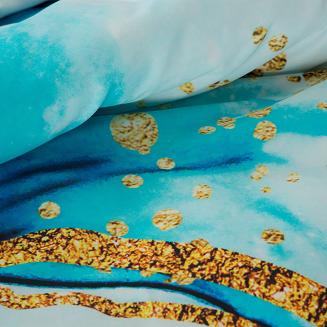 Pościel satynowa PREMIUM 160x200 Eurofirany biały/niebieski