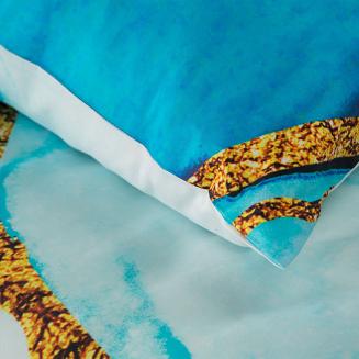 Pościel satynowa PREMIUM 160x200 Eurofirany biały/niebieski