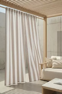 Beżowa Zasłona Tarasowa Wodoodporna Na Taśmie 140x220 STRIPES