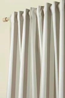Beżowa Zasłona Tarasowa Wodoodporna Na Taśmie 140x220 STRIPES