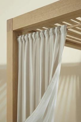 Zasłona gotowa na taśmie tunelu wodoodporna STRIPES 140x220 tarasowa beżowa w pasy