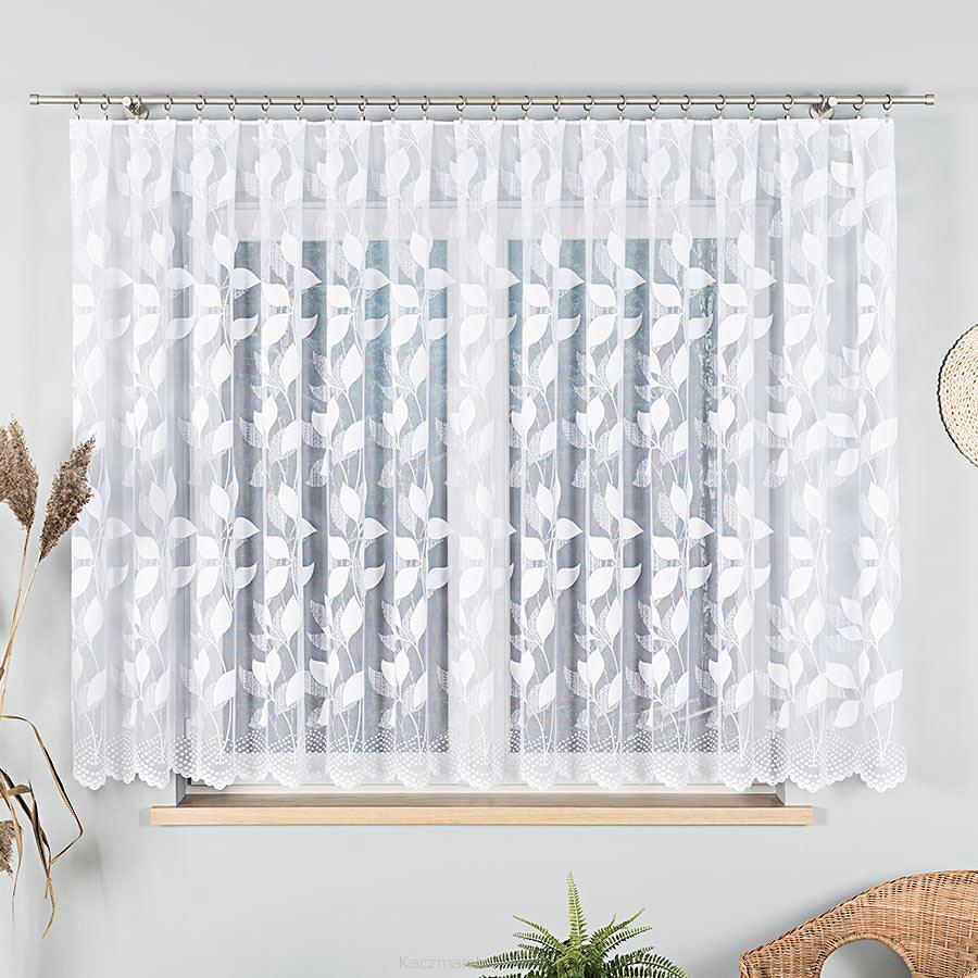 Firanka żakardowa gotowa na żabki MARTA 400x160 biała