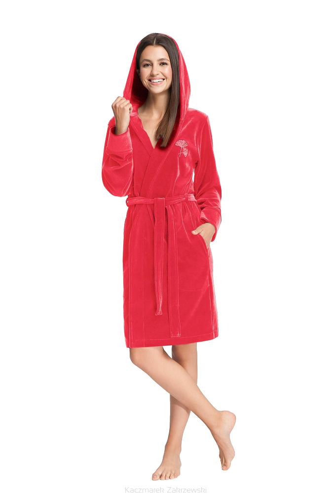 Szlafrok damski kod 360 LUNA welur koralowy
