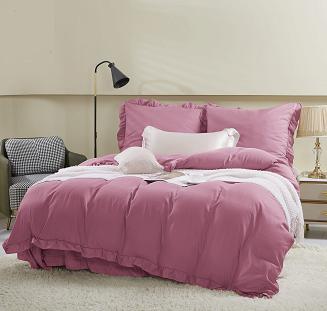 Pościel Ruffy 200x220 różowa z falbanką