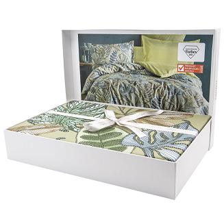 Pościel satyna bawełniana(P) GRETA GREEN/220x200 LUXURY PREMIUM