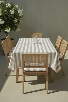 Beżowy Obrus Ogrodowy Wodoodporny 140x200 STRIPES