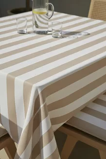 Beżowy Obrus Ogrodowy Wodoodporny 140x200 STRIPES