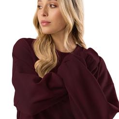 Bawełniana bluza dresowa z długim rękawem Babell kod 3009 bordowa