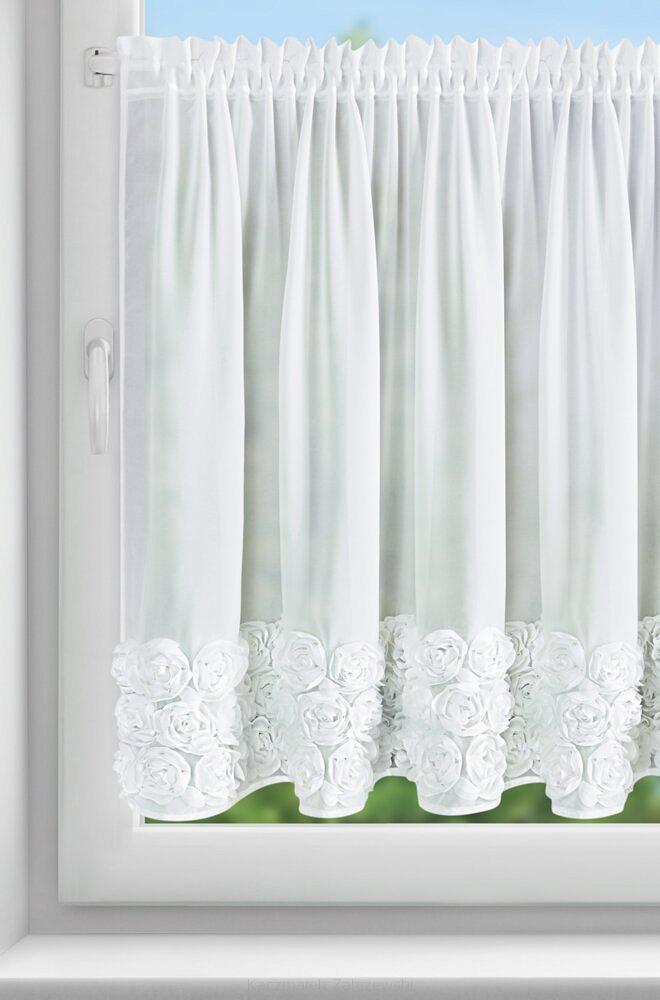 Zasłona gotowa na taśmie ROSES 150x90 Eva Minge Eurofirany biały