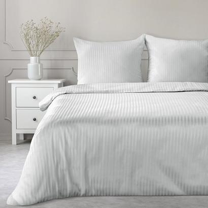 Pościel satynowa VERA 140x200 Eurofirany srebrna w prążki