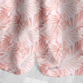 Pudrowa Zasłona Do Salonu W Liście 140x250 Hibiscus