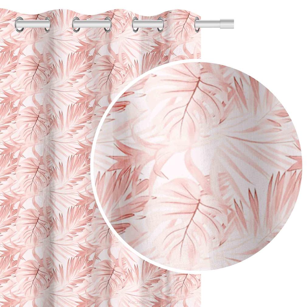 Pudrowa Zasłona Do Salonu W Liście 140x250 Hibiscus