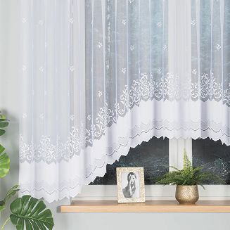 Firanka żakardowa gotowa na żabki GENOWEFA 550x160 biała