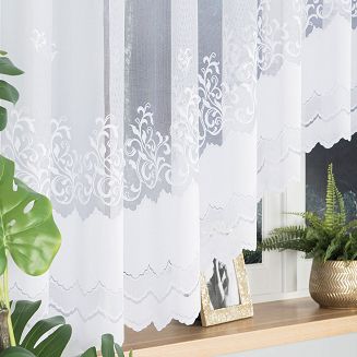 Firanka żakardowa gotowa na żabki GENOWEFA 550x160 biała