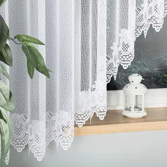 Firanka żakardowa gotowa na żabki ELŻBIETA 600x160 biała