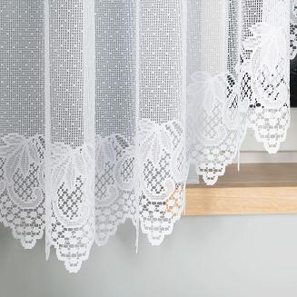 Firanka żakardowa gotowa na żabki ELŻBIETA 600x160 biała