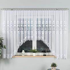 Firanka żakardowa gotowa na żabki ELŻBIETA 600x160 biała