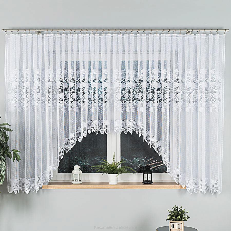 Firanka żakardowa gotowa na żabki ELŻBIETA 600x160 biała