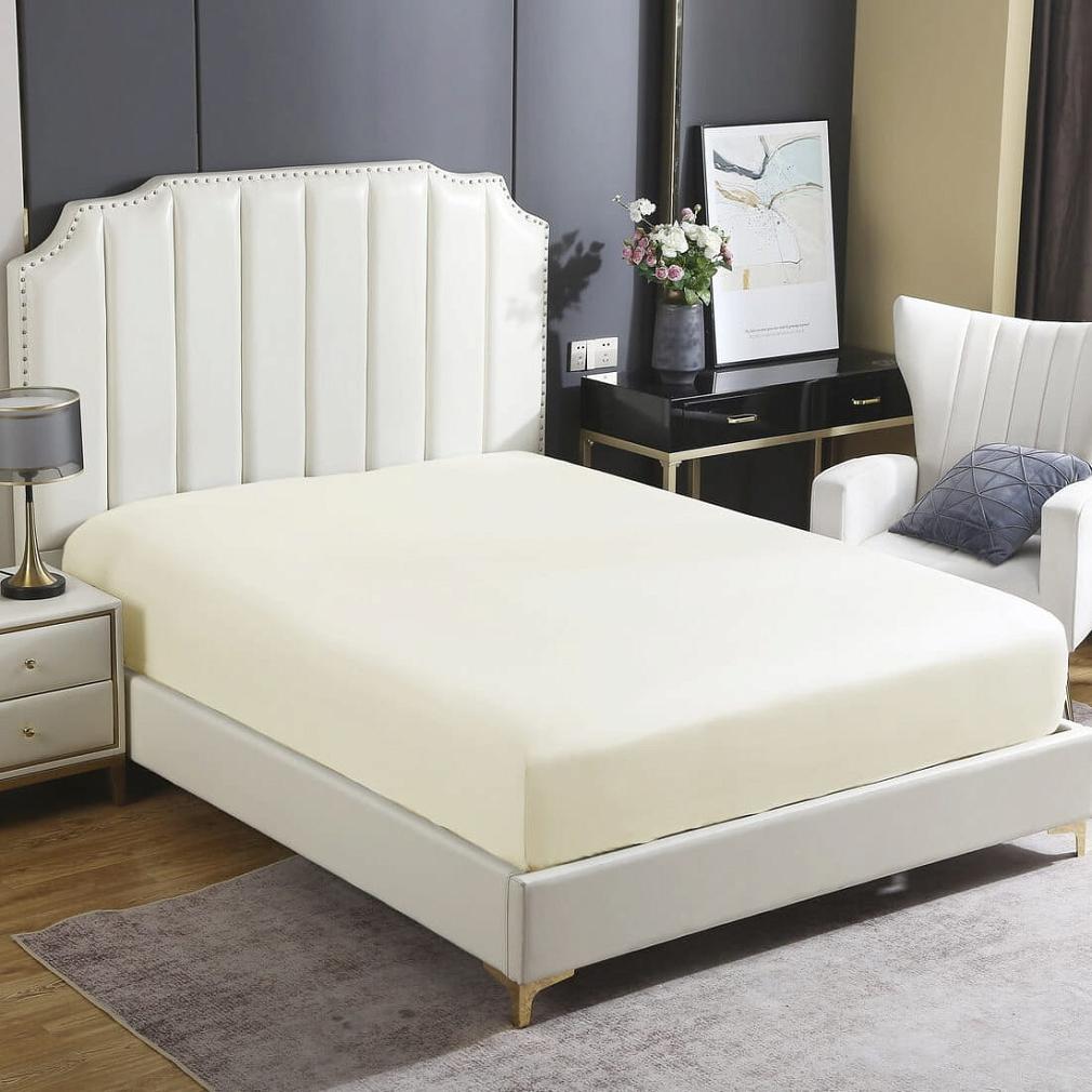 Prześcieradło satyna bawełniana z gumką 120x200 SIN ecru