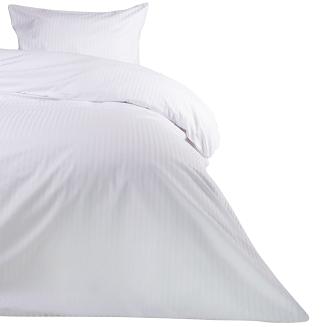 Pościel hotelowa adamaszek 160x200 na zakładkę PASY 1cm biała