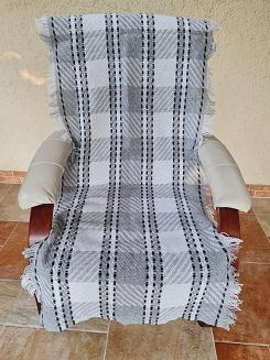 Komplet dekoracyjny narzuta 170x205 + 2x 60x170 srebrna krata