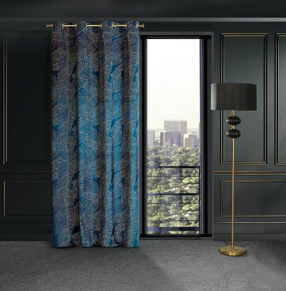 Zasłona gotowa na przelotkach MUSA2 140x250 Eurofirany granatowa/beżowa