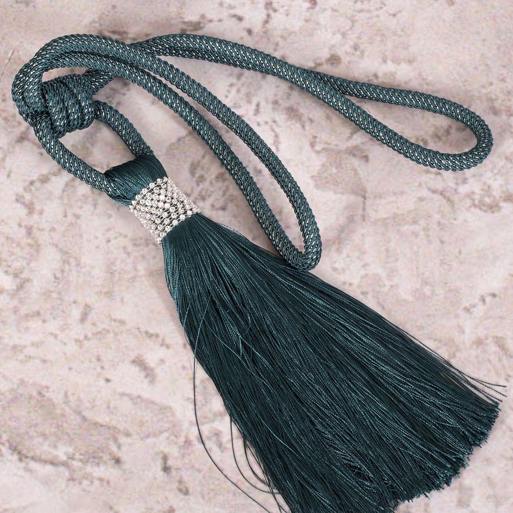 Sznur dekoracyjny do zasłon GLORIA ciemnoturkusowy