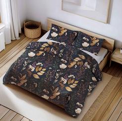 Pościel z kory 140x200 granatowa roślinna oaza