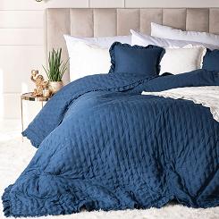 Narzuta dekoracyjna z falbaną WERONA 220x240 niebieska