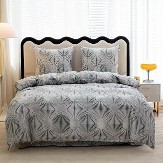 Komplet pościeli dwustronnej 160x200 szara grafitowa w abstrakcyjnym geometrycznym wzorze