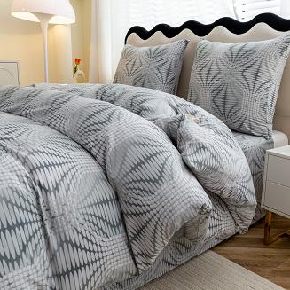 Komplet pościeli dwustronnej 160x200 szara grafitowa w abstrakcyjnym geometrycznym wzorze