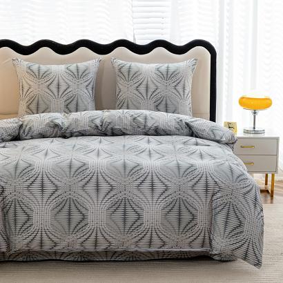 Komplet pościeli dwustronnej 160x200 szara grafitowa w abstrakcyjnym geometrycznym wzorze