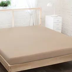 Prześcieradło jersey z gumką 140x200 ciemny beżowy
