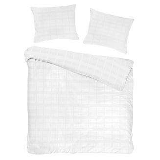 Pościel satyna bawełniana MARSELA EXCLUSIVE 200x220 biała w kratkę