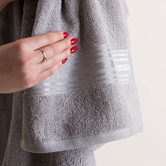 Ręcznik bawełniany OSKAR 70x140 ciemnoszary bordiura z szampańską nicią