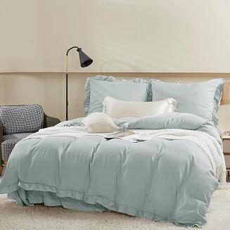 Pościel Ruffy 140x200 szałwiowa z falbanką