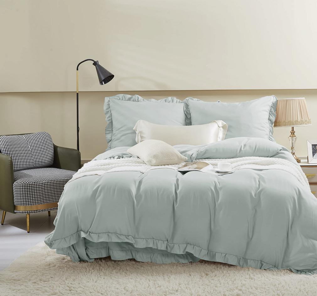 Pościel Ruffy 140x200 szałwiowa z falbanką