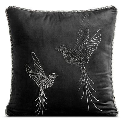 Poszewka dekoracyjna BLINK 45x45 Eurofirany czarna srebrne kolibry