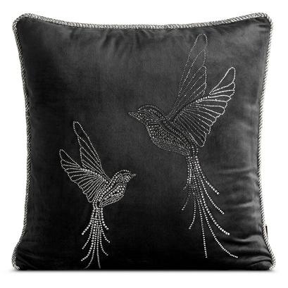 Poszewka dekoracyjna BLINK 45x45 Eurofirany czarna srebrne kolibry