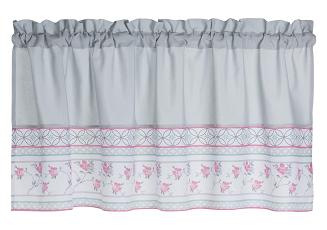 Firana gotowa zazdrostka VILLAGE 30x150 szara w kwiaty