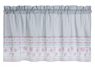 Firana gotowa zazdrostka VILLAGE 30x150 szara w kwiaty