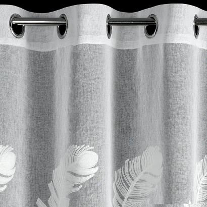 Firana gotowa na przelotkach LIRENA 140x250 Eurofirany biała haftowana w piórka