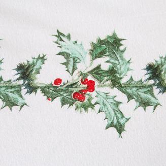 Pościel flanelowa 160x200 Darymex świąteczna biała zielona ostrokrzew