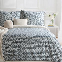 Pościel satynowa SPRING 220x200 Eurofirany granatowa kremowa fantazyjna geometria