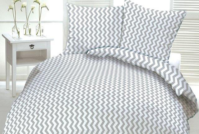 Pościel z kory 100% bawełna 200x220 wzór szary zygzak