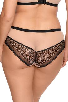 Figi damskie z koronką i tiulem Nathalie 1286 czarne beżowe