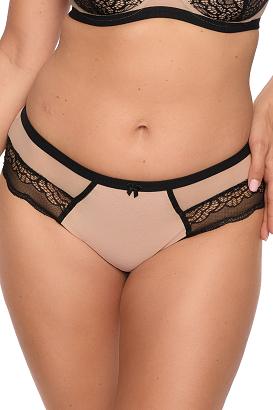 Figi damskie z koronką i tiulem Nathalie 1286 czarne beżowe